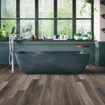luxury vinyl plank flooring in a bathroom